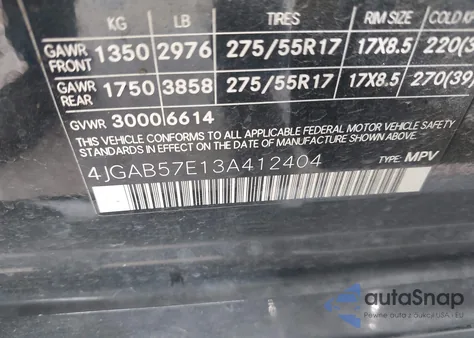 2003 Mercedes-Benz Ml 350 из США, поврежденный, VIN 4JGAB57E13A412404